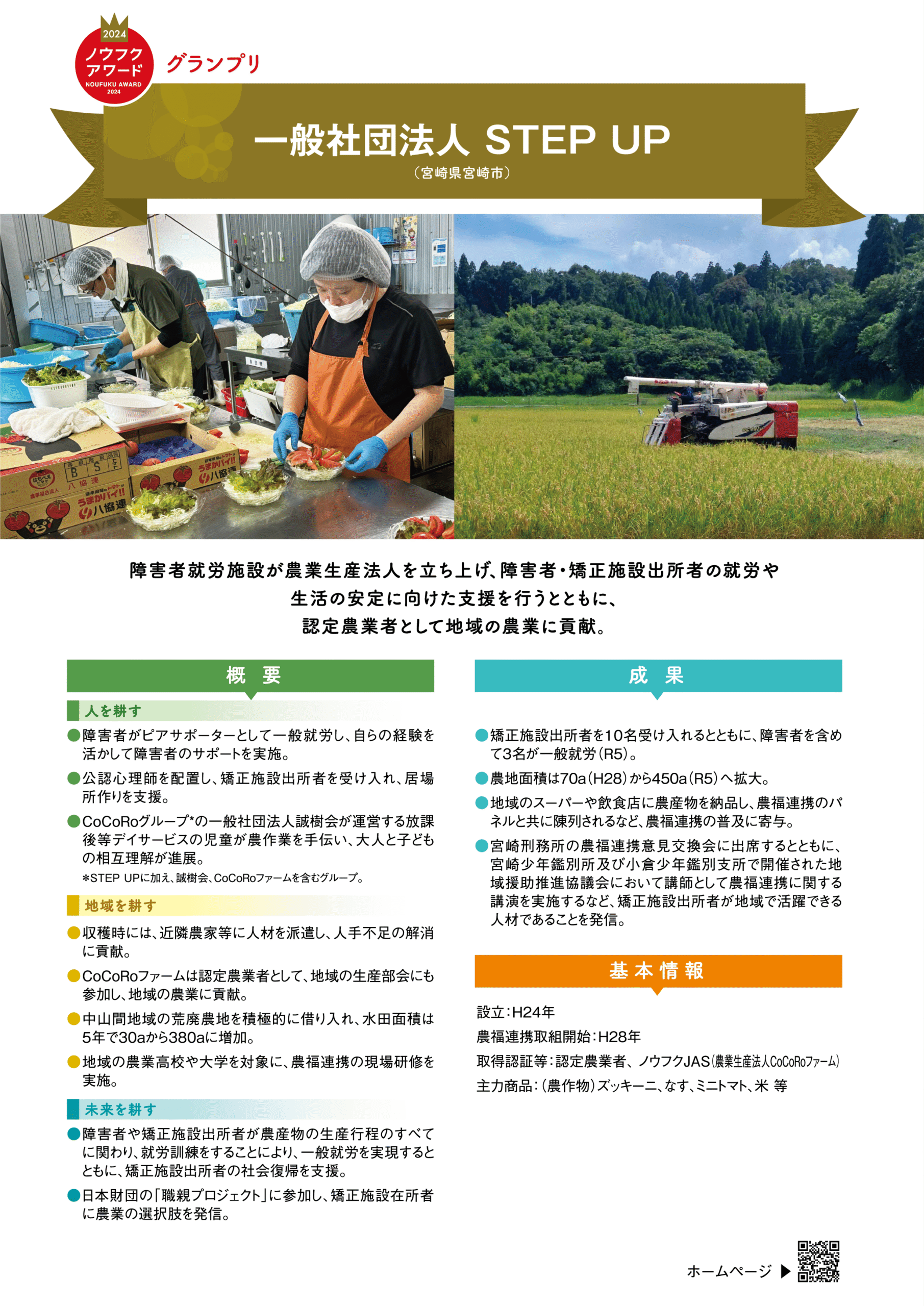 農業生産法人【株式会社CoCoRoファーム】 - 一般社団法人 STEP UP 